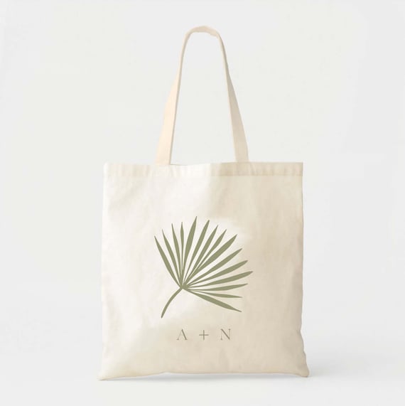Tropical Leaf Tote Wedding Welcome Bag Custom Wedding Tote  Bachelorette Gift Bags Destination Wedding Tote Bridesmaid Gifts