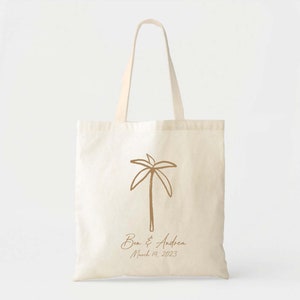 Totes de palmera - Bolsa de bienvenida de boda - Tote de boda personalizado - Bolsas de regalo de despedida de soltera - Tote de boda de destino - Bolso de mano personalizado - Bolso de mano