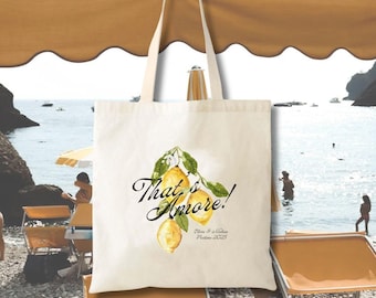 Lemon Citrus Wedding Tote Bag - Canvas or Cotton Bridesmaids Gift