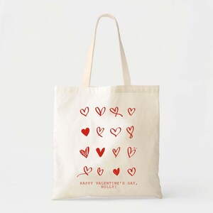 Heart Party Favor Tote - Valentine’s Day Custom Text Bags image 1
