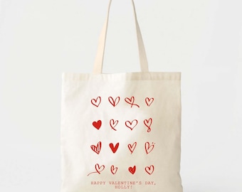 Heart Party Favor Tote - Valentine’s Day Custom Text Bags