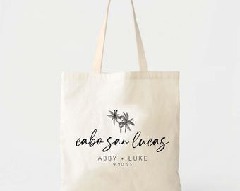 Wedding Canvas Tote Bag, Personalized Welcome (Bachelorette, Destination)