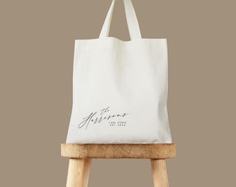 Custom Couple Tote Bag: Wedding Welcome Gifts (Personalized Text)