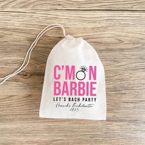 Pink Bachelorette Favor Bag - Retro Muslin Hangover Kit