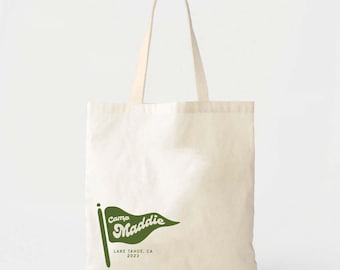 Retro Camp Bachelorette Tote Bag • Personalized Bridal Party Carryall