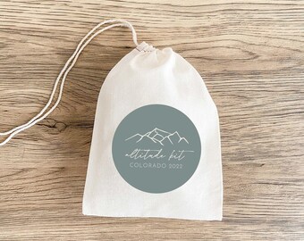 Altitude Kit Muslin Favor Bag: Mountain Hangover, Ski Wedding