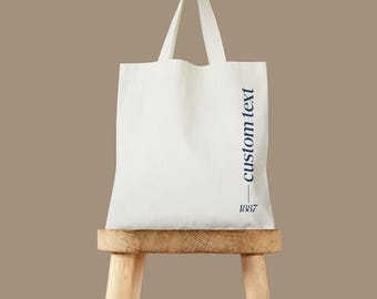 Bolsa de tela universitaria personalizada: texto minimalista, lona de algodón