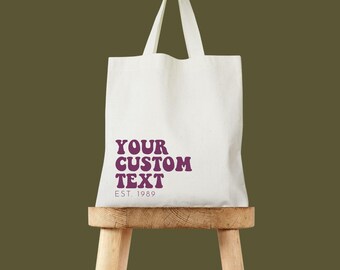 Bolsa de tela personalizada: Letras retro de burbujas - Algodón o lona