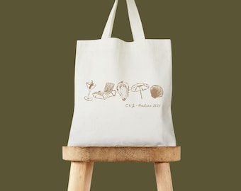 Wedding Welcome Tote: Coastal Doodle Design - Cotton Canvas Bag