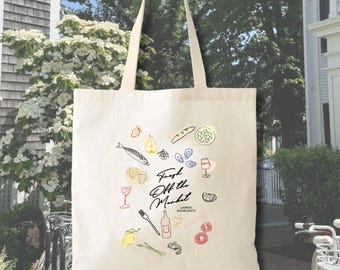 Farmers Market Tote, Hand Drawn Design (Bachelorette, Bridal Shower)