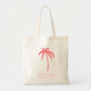 Totes de palmera - Bolsa de bienvenida de boda - Tote de boda personalizado - Bolsas de regalo de despedida de soltera - Tote de boda de destino - Bolso de mano personalizado - Bolso de mano