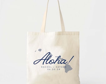 Destination Wedding Tote - Hawaii Outline, Cotton Canvas