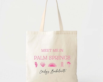 Palm Springs California Totes - Wedding Welcome Bag - Hangover Kit Bag - Bachelorette Gift Bags - Destination Wedding Tote - Custom Tote Bag