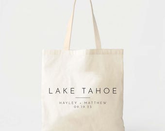 Tote Bag: Lake Tahoe Rustic Style - Cotton Canvas Wedding Favor