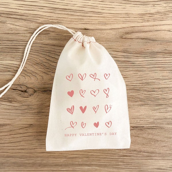 Personalized Valentine’s Day Treat Bag - Kids Valentine Goodie Bag - Heart Party Favor Bag - Galentine's Gift Bag - V-Day Party - Heart Bags