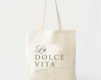 Destination Wedding Tote: Italy Travel Theme, Custom Sizes