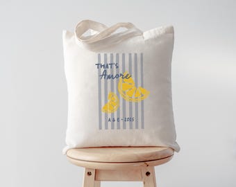 Wedding Favor Tote Bag: Lemon Citrus Design (Custom Text Available)