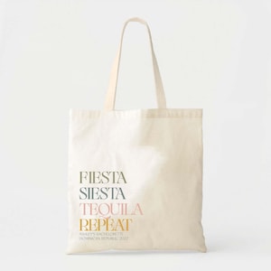Bolsa de bienvenida para bodas: lona inspirada en México (texto personalizado disponible)