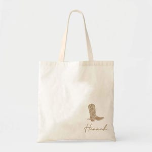 Cowgirl Boot Tote Bag • Personalized Western Bachelorette Gift (Custom Name)