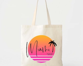 Bachelorette Party Tote: Miami Vice Design - Canvas with Custom Text