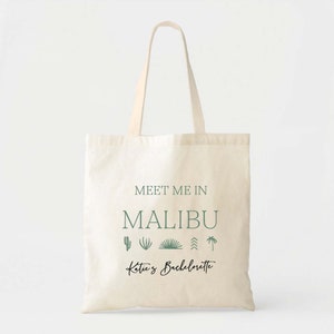 Malibu California Totes - Wedding Welcome Bag - Hangover Kit Bag - Bachelorette Gift Bags - Destination Wedding Tote - Custom Tote Bag