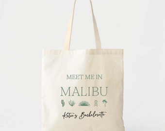 Malibu California Totes - Wedding Welcome Bag - Hangover Kit Bag - Bachelorette Gift Bags - Destination Wedding Tote - Custom Tote Bag