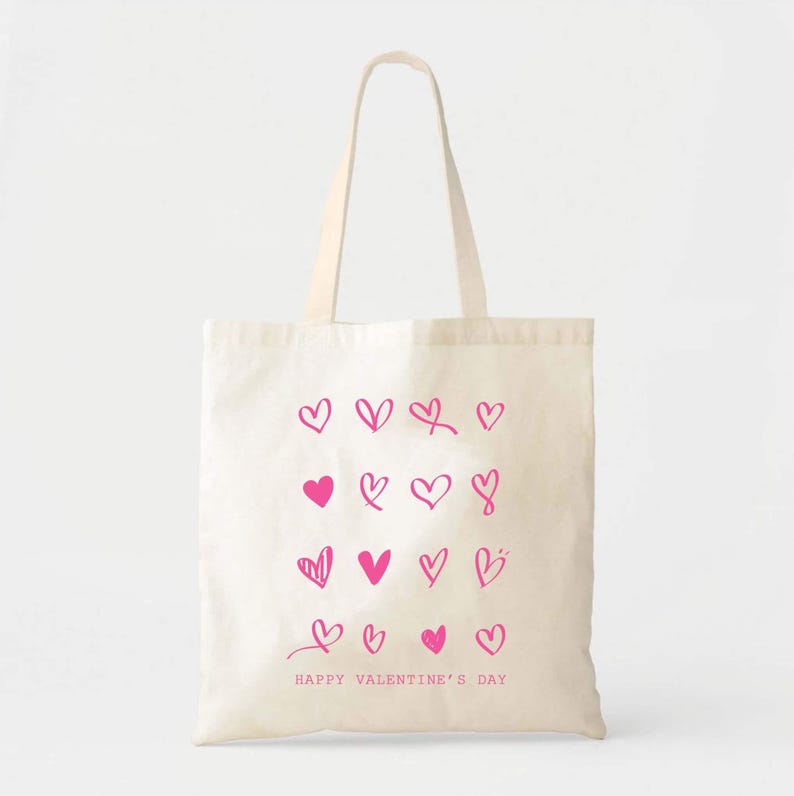 Heart Party Favor Tote - Valentine’s Day Custom Text Bags image 2