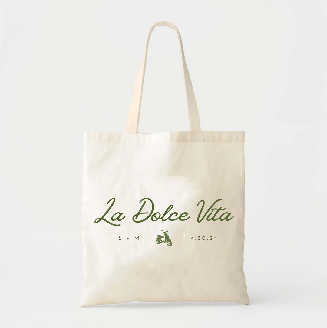 La Dolce Vita Moped Tote Bag - Custom Totes - Destination Wedding ...