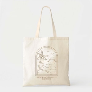 Wedding Tote Bag: Minimal Palm Tree Design (Cotton Canvas Sizes)
