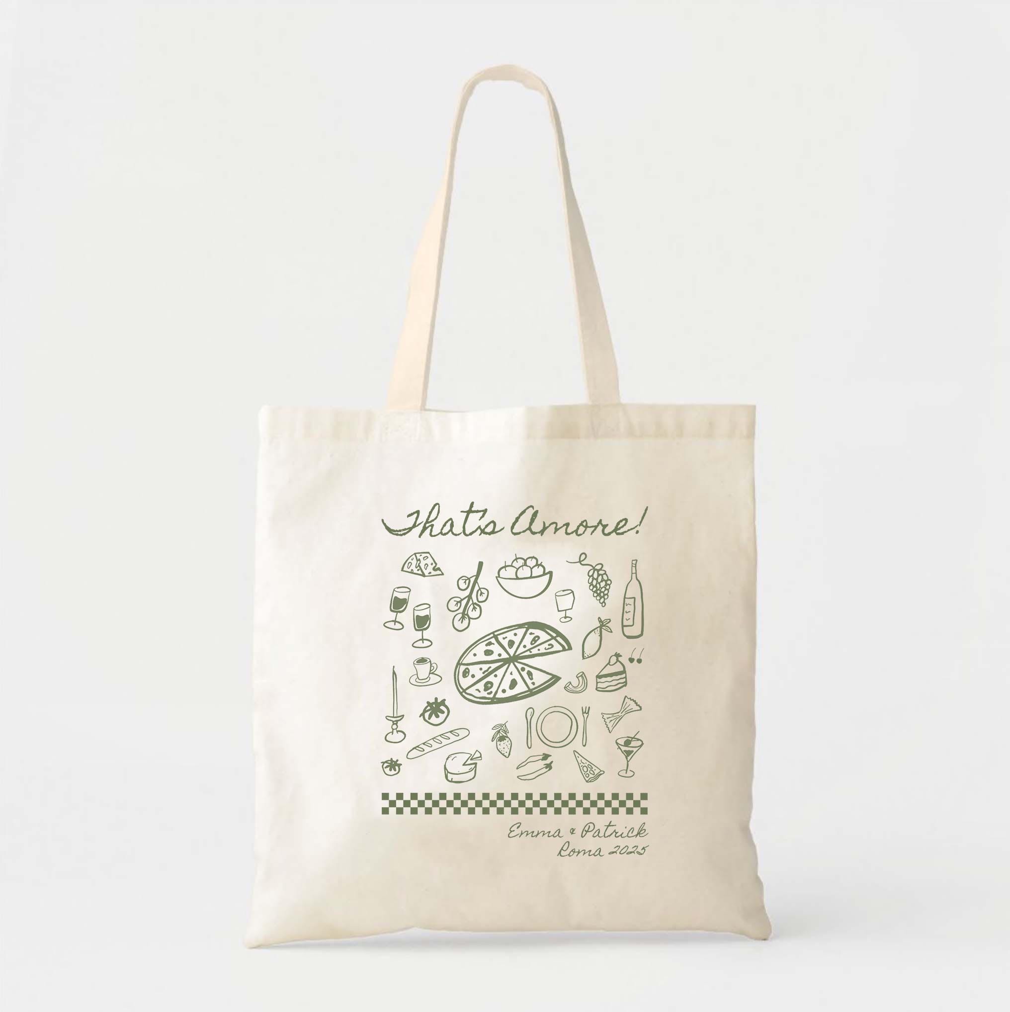 Italian Wedding Tote Bag, Pizza Doodle Design (bridal Shower Favor