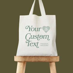 Custom Heart Text Tote Bag • Retro Lettering Canvas Carryall