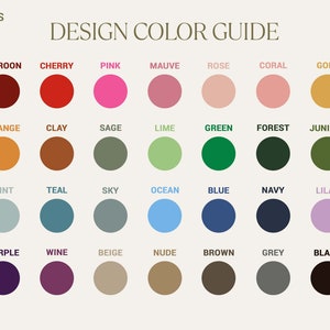 a color guide with different shades of different colors