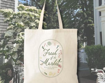 Farmers Market Bachelorette Tote Bag: Hand-Drawn Bridal Shower Gift
