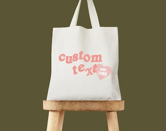 Customizable Tote Bag: Retro Bubble Letters - Cotton Canvas