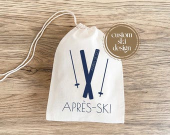 Apres Ski Muslin Favor Bag, Custom Drawstring (4x6, 5x7, 8x10)