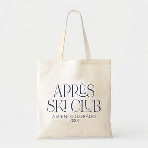 Mountain Welcome Tote Bag: Canvas Cotton, Ski Weekend Size