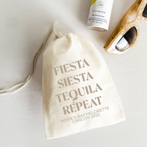 Fiesta Siesta Tequila Repeat - Bachelorette Party - Hangover Kit Bags - Hangover Recovery Kit  - Custom Gift - Mexico Survival Kit - Cabo