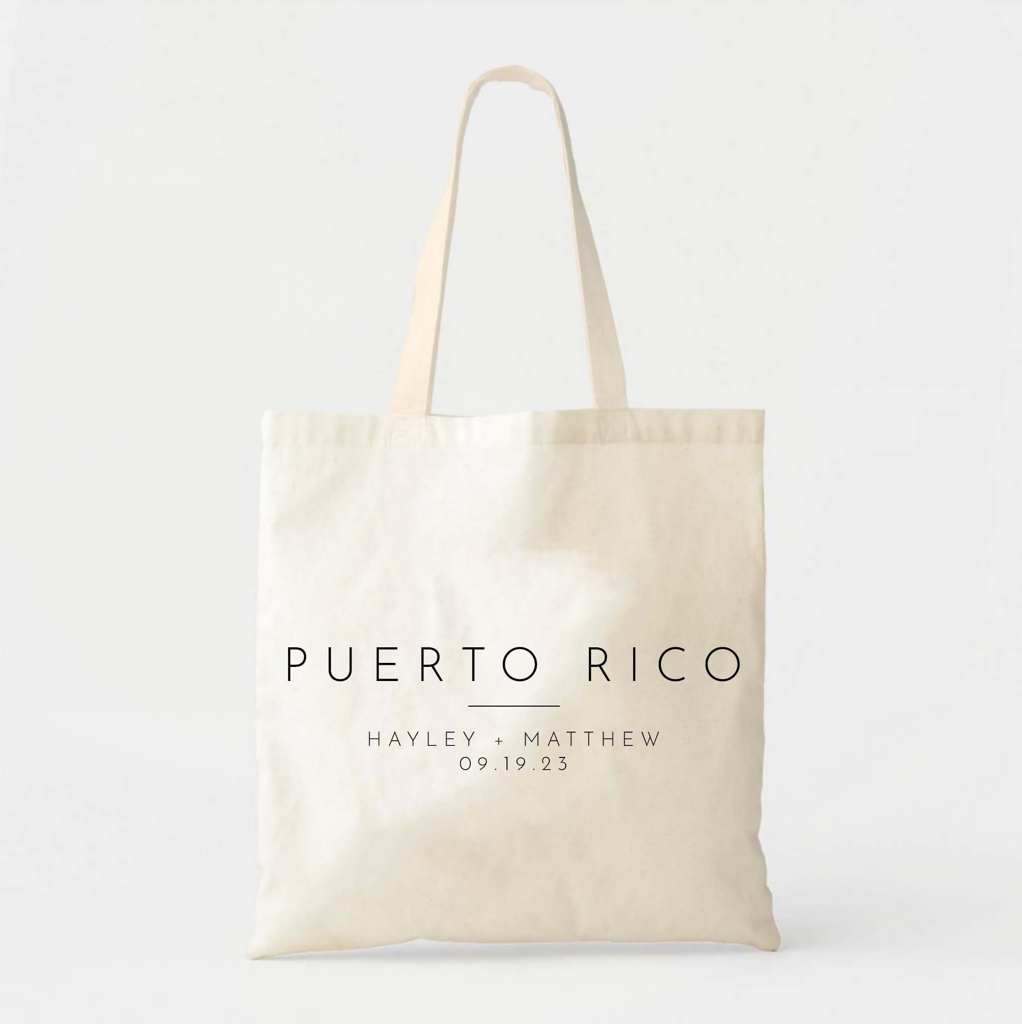 Puerto Rico Welcome Tote - Wedding Welcome Bag - Custom Wedding Tote - Bachelorette Gift - Destination Wedding Tote - Puerto Rico Tote Bag