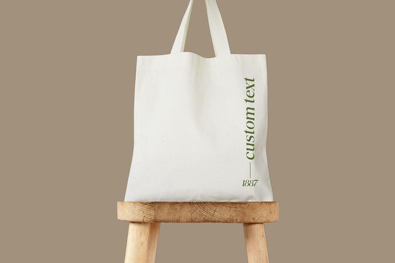 Bolsa de tela universitaria personalizada: texto minimalista, lona de algodón imagen 2
