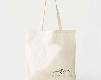 Mountain Welcome Tote Bag: Personalized Cotton Canvas Ski Favor