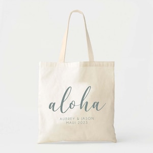 Aloha Cotton Canvas Tote Bags (Custom Text, Two Sizes)