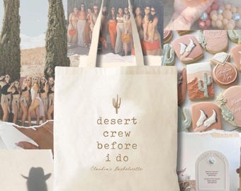 Desert Bachelorette Tote Bag - Cotton with Cactus Print