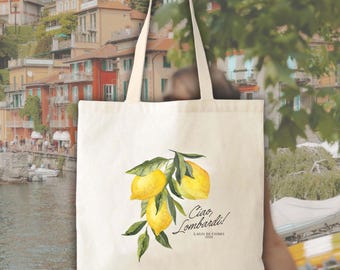 Wedding Tote Bag: Italy Lemon Citrus - Personalized Cotton
