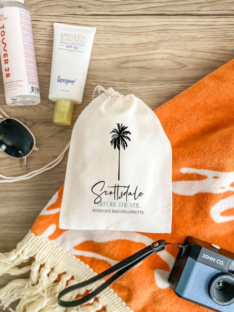Custom Hangover Kits for Bachelorette Parties - Muslin Favor Bags image 2