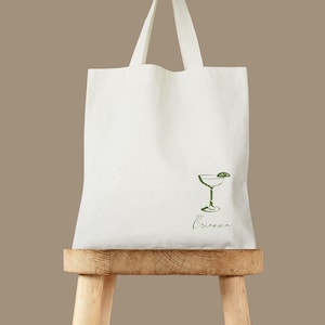 Borsa tote personalizzata con stampa Margarita Line Art • Regalo personalizzato per addio al nubilato e matrimonio