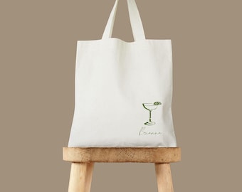 Personalized Margarita Line Art Tote Bag • Custom Bachelorette & Bridal Gift