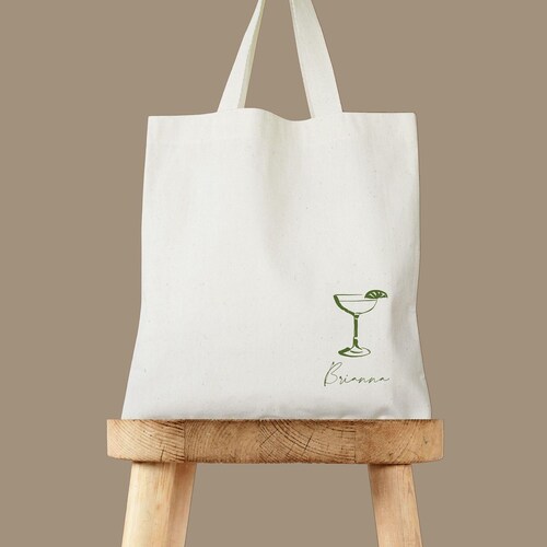 Personalisierte Margarita Line Art Einkaufstasche • Individuelles Bachelorette & Brautgeschenk