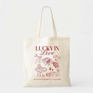 Lucky in Love Vegas Tote • Retro Casino Bachelorette Bag • Custom Las Vegas Trip Gift • Personalized Bridal Weekend Carryall