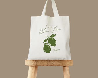 Lemon Tote Bag: Cotton Canvas - Personalized for Weddings