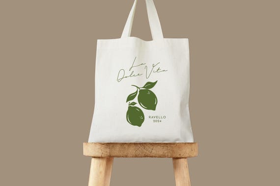 Lemon Tote Bag: Cotton Canvas - Personalized for Weddings